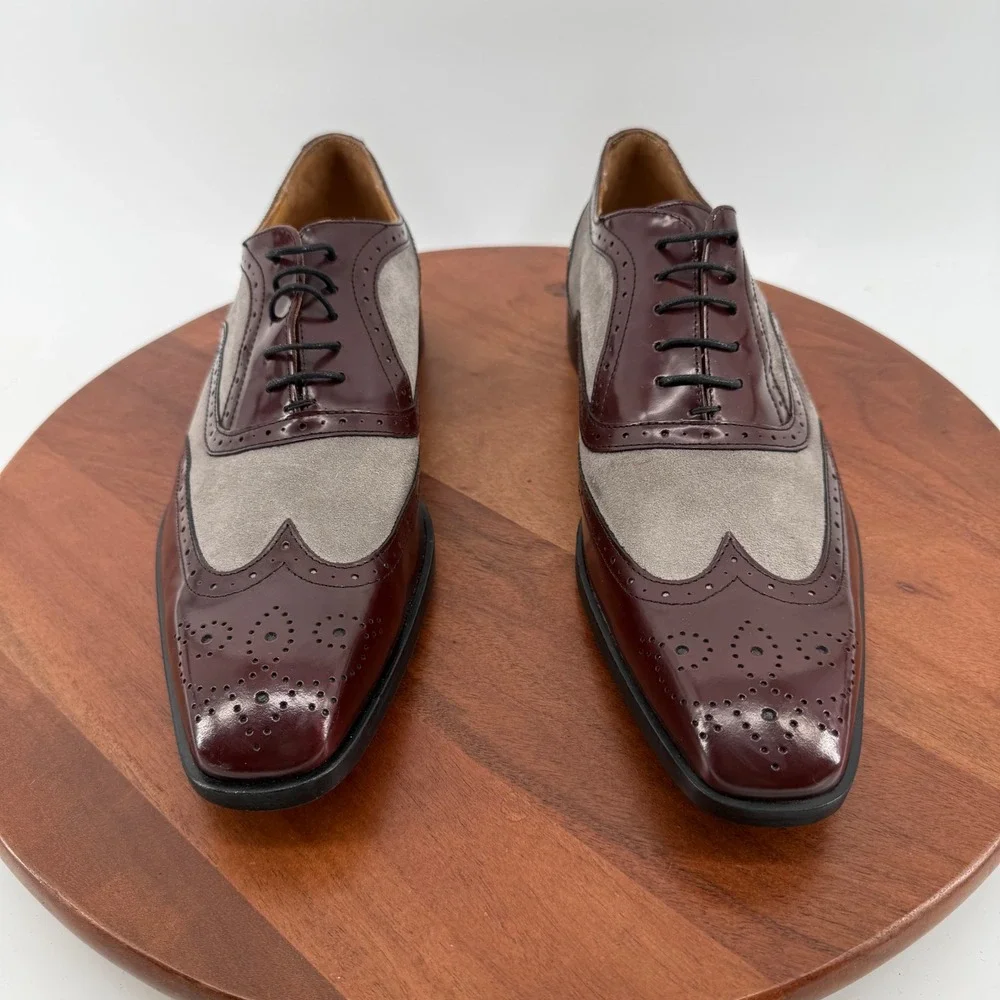 Paul Frederick Cuoio Wingtip Square Toe Oxford Dress Shoes  Italy Mens 12